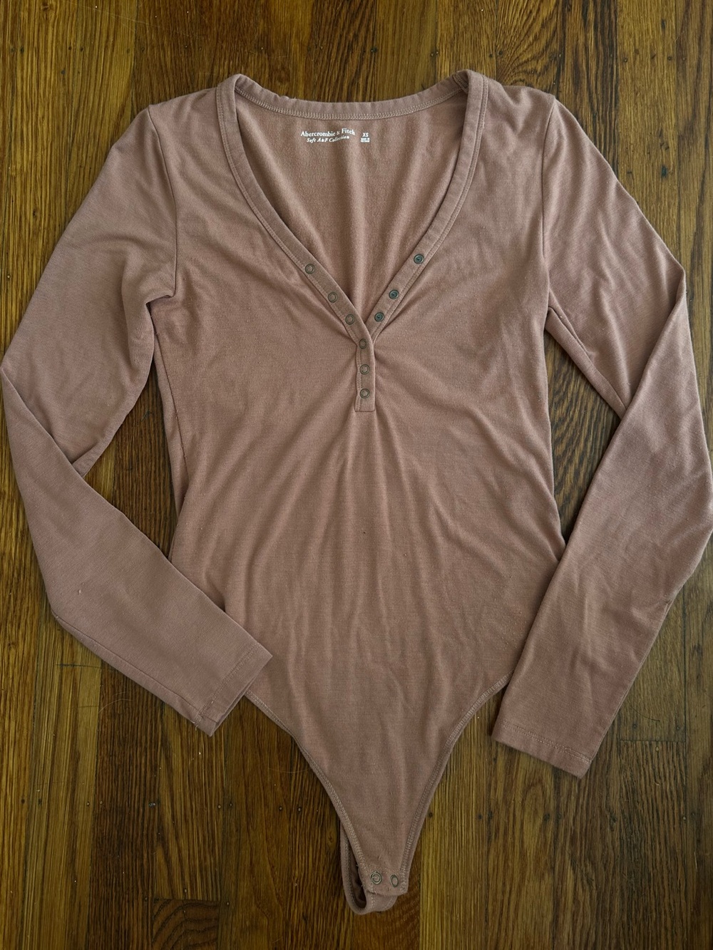 Abercrombie & Fitch Dusty Brown Long Sleeve Henley Bodysuit